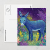 Cute Beautiful Donkey Blue Purple Briefkaart (Voorkant / Achterkant)
