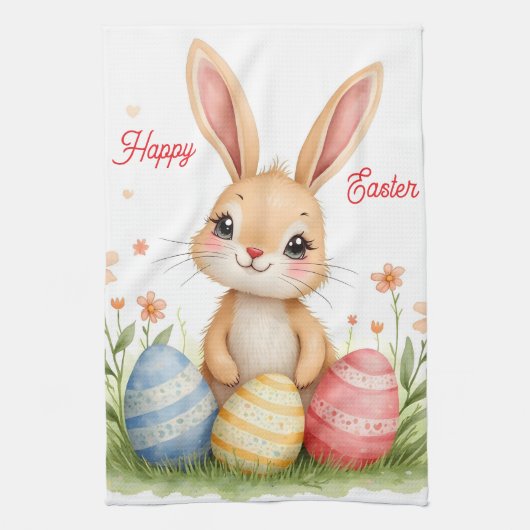 Cute Beautiful Easter Bunny Popular Collection Theedoek (Verticaal)