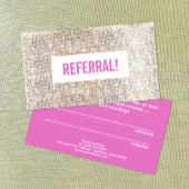 Cute Beauty Salon Referral Faux Silver Sequin Pink