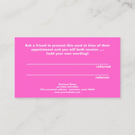 Cute Beauty Salon Referral Faux Silver Sequin Pink (Achterkant)