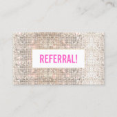 Cute Beauty Salon Referral Faux Silver Sequin Pink (Voorkant)