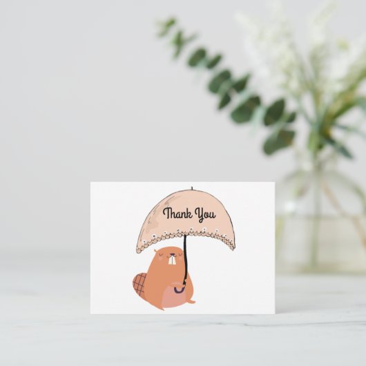 Cute Beaver Bedankt Notitiekaartje (Staand voorkant)