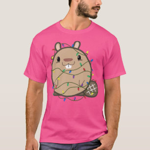 Cute Beaver bedekt met kerstlampjes Festive Ho T-shirt