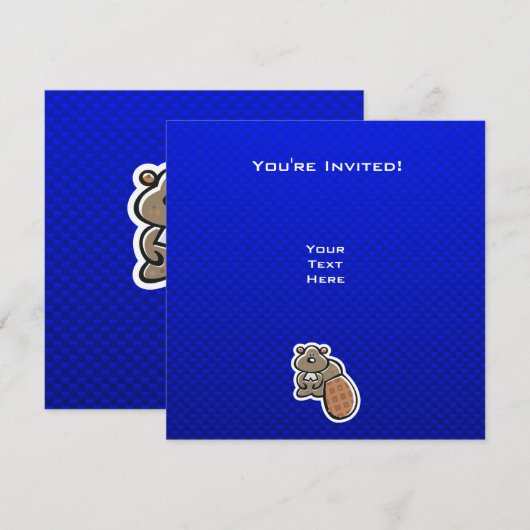 Cute Beaver Blauw Kaart (Voorkant / Achterkant)