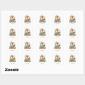 Cute Beaver & Cake Aangepaste verjaardagsfeestje F Vierkante Sticker (Vel)
