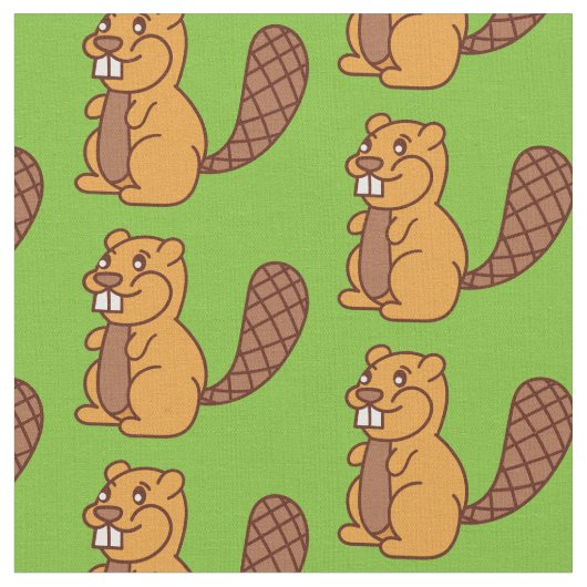 Cute Beaver Cartoon Kinder Stof (Close Up)