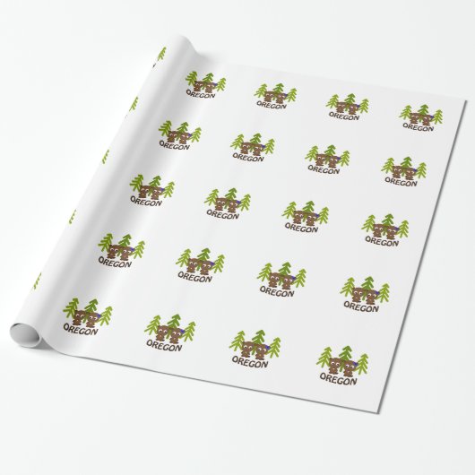 Cute Beaver Couple Oregon Cadeaupapier (Uitgerold)