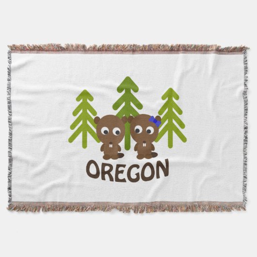 Cute Beaver Couple Oregon Deken (Voorkant)