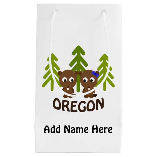 Cute Beaver Couple Oregon Klein Cadeauzakje (Voorkant)