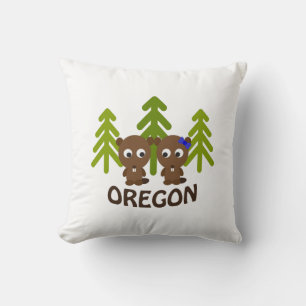 Cute Beaver Couple Oregon Kussen