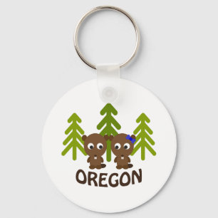 Cute Beaver Couple Oregon Sleutelhanger