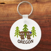 Cute Beaver Couple Oregon Sleutelhanger (Voorkant)