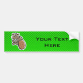 Cute Beaver Groen Bumpersticker (Voorkant)
