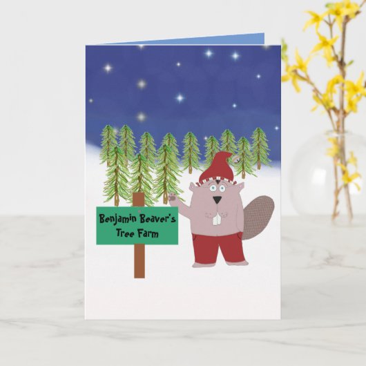 Cute Beaver Holiday Card Kaart (Gele Bloem)