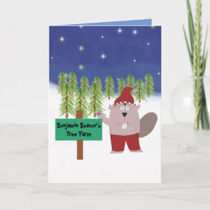 Cute Beaver Holiday Card Kaart