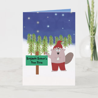 Cute Beaver Holiday Card Kaart