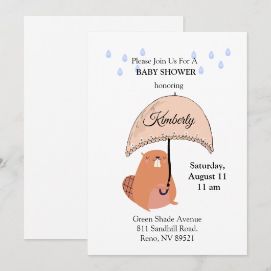 Cute Beaver Kaart (Voorkant / Achterkant)