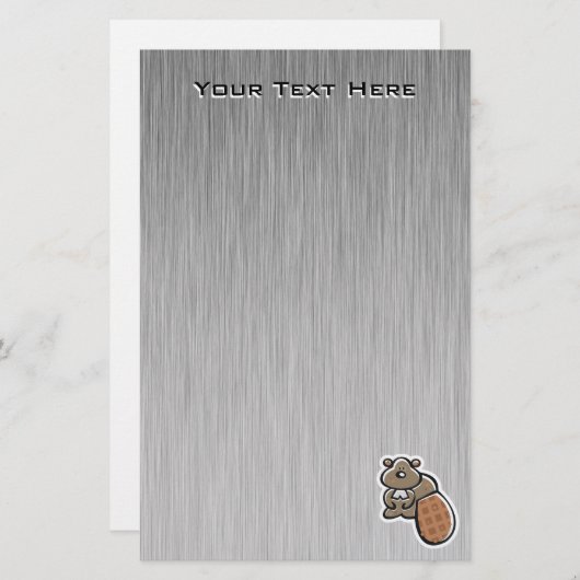 Cute Beaver Koel Briefpapier (Voorkant / Achterkant)