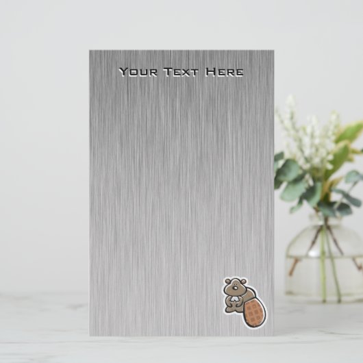 Cute Beaver Koel Briefpapier (Staand voorkant)