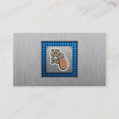 Cute Beaver Metaalblik Visitekaartje (Achterkant)