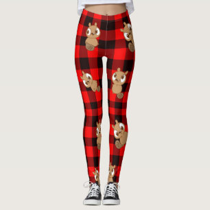 Cute Beaver op Flannel Leggings