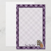 Cute Beaver Paars Briefpapier (Voorkant / Achterkant)