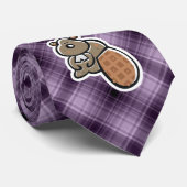 Cute Beaver Paars Stropdas (Opgerold)