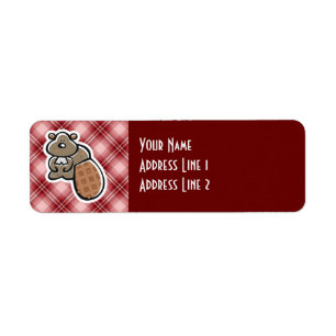 Cute Beaver Red Pset Etiket