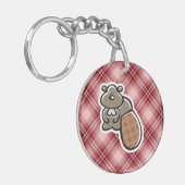 Cute Beaver Red Pset Sleutelhanger (Voorkant Links)