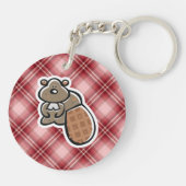 Cute Beaver Red Pset Sleutelhanger (Achterkant)