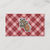 Cute Beaver Red Pset Visitekaartje (Achterkant)