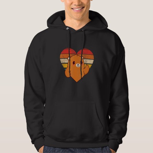 Cute Beaver Retro Heart Shape Hoodie (Voorkant)