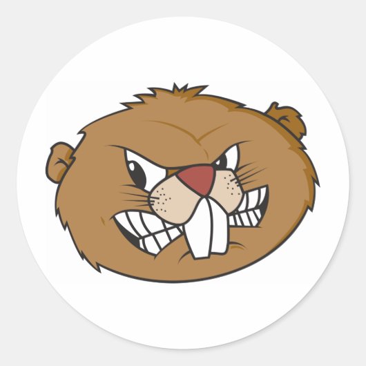 Cute Beaver Ronde Sticker (Voorkant)