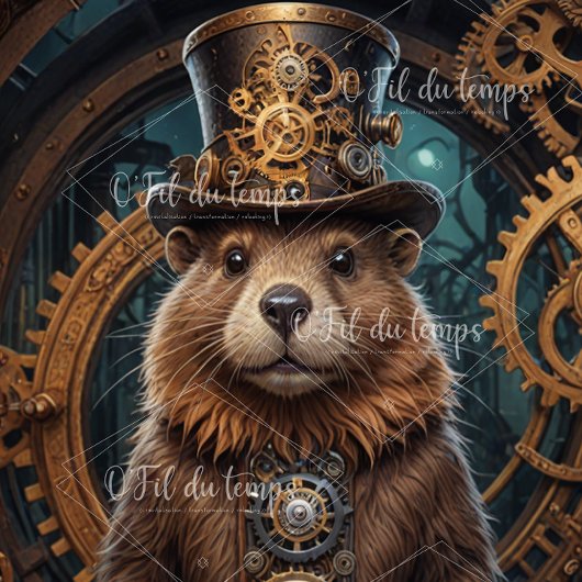 Cute Beaver Steampunk with Hat Tissuepapier