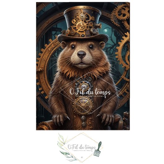 Cute Beaver Steampunk with Hat Tissuepapier