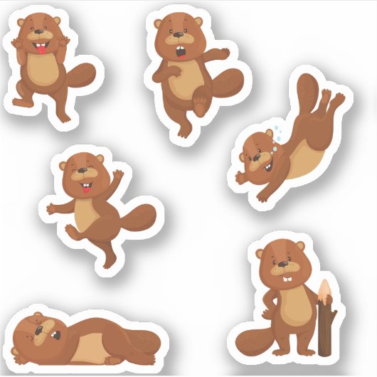 Cute Beaver Stickers (Voorkant)