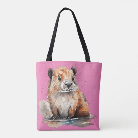 Cute Beaver Tote Bag (Achterkant)