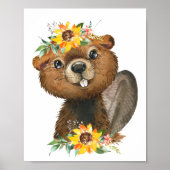 Cute Beaver Woodland Animal Nursery | Wandafdrukke Poster (Voorkant)