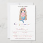 Cute Beby Mermaid Baby shower Kaart (Voorkant)