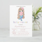 Cute Beby Mermaid Baby shower Kaart (Staand voorkant)