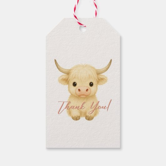 Cute bedank-cadeaubijlage met Highland-kalf Cadeaulabel (Achterkant)