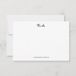 Cute Bedankt Black White Script Note Kaart
