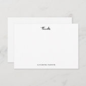 Cute Bedankt Black White Script Note Kaart (Voorkant / Achterkant)