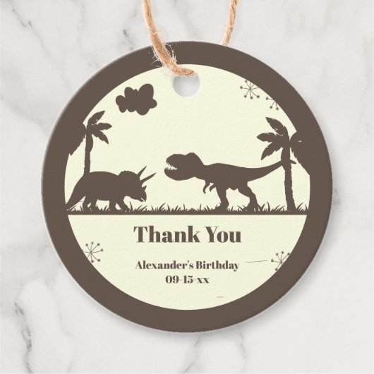 Cute Bedankt Dinosaur Silhouettes Birthday Bedankjes Labels (Voorkant)