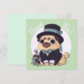 Cute Bedankt Pug Kaart (Voorkant / Achterkant)