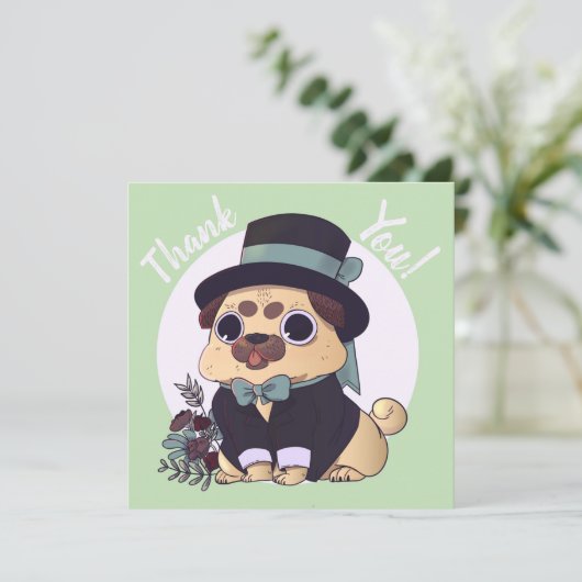 Cute Bedankt Pug Kaart (Staand voorkant)