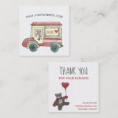 Cute Bedankt Teddy Bear Mail Truck Waterverf Vierkante Visitekaartje (Voorkant / Achterkant)