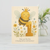 Cute bee 1st Birthday Kaart (Staand voorkant)