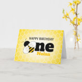 Cute bee 1st Birthday Kaart (Gele Bloem)