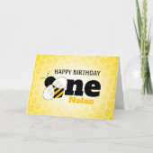Cute bee 1st Birthday Kaart (Voorkant)